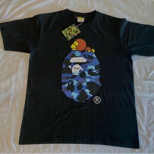 Bape Black and Blue Graphic Tee